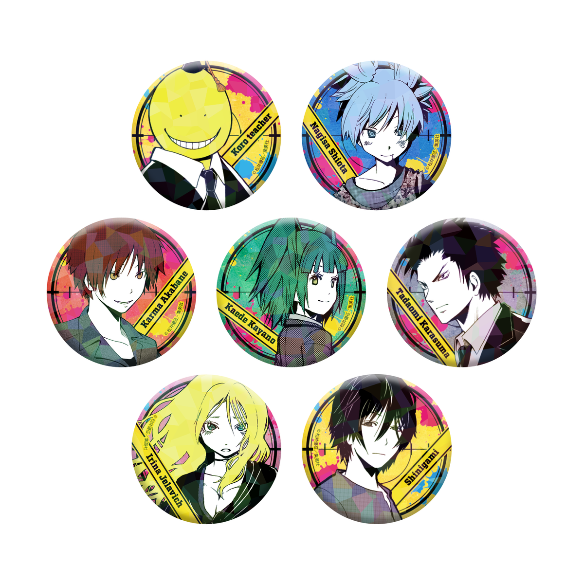 Assassination Classroom – Yusei Matsui Exhibition Holographic Can Badge RANDOM - official product illustration
