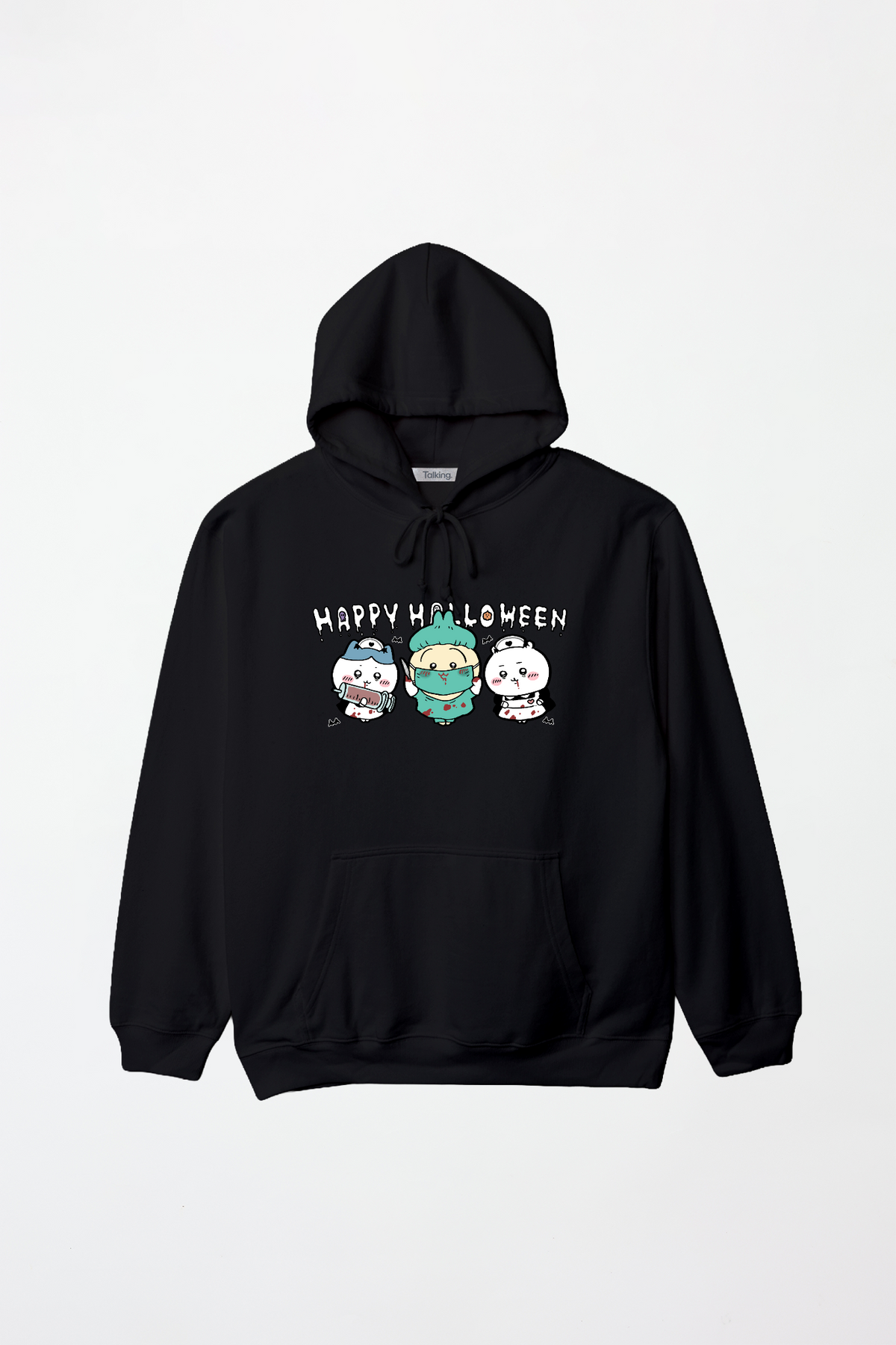 Chiikawa Happy Halloween 2026 Chiikawa, Hachiware & Usagi Pullover Hoodie in Black, official product view 1