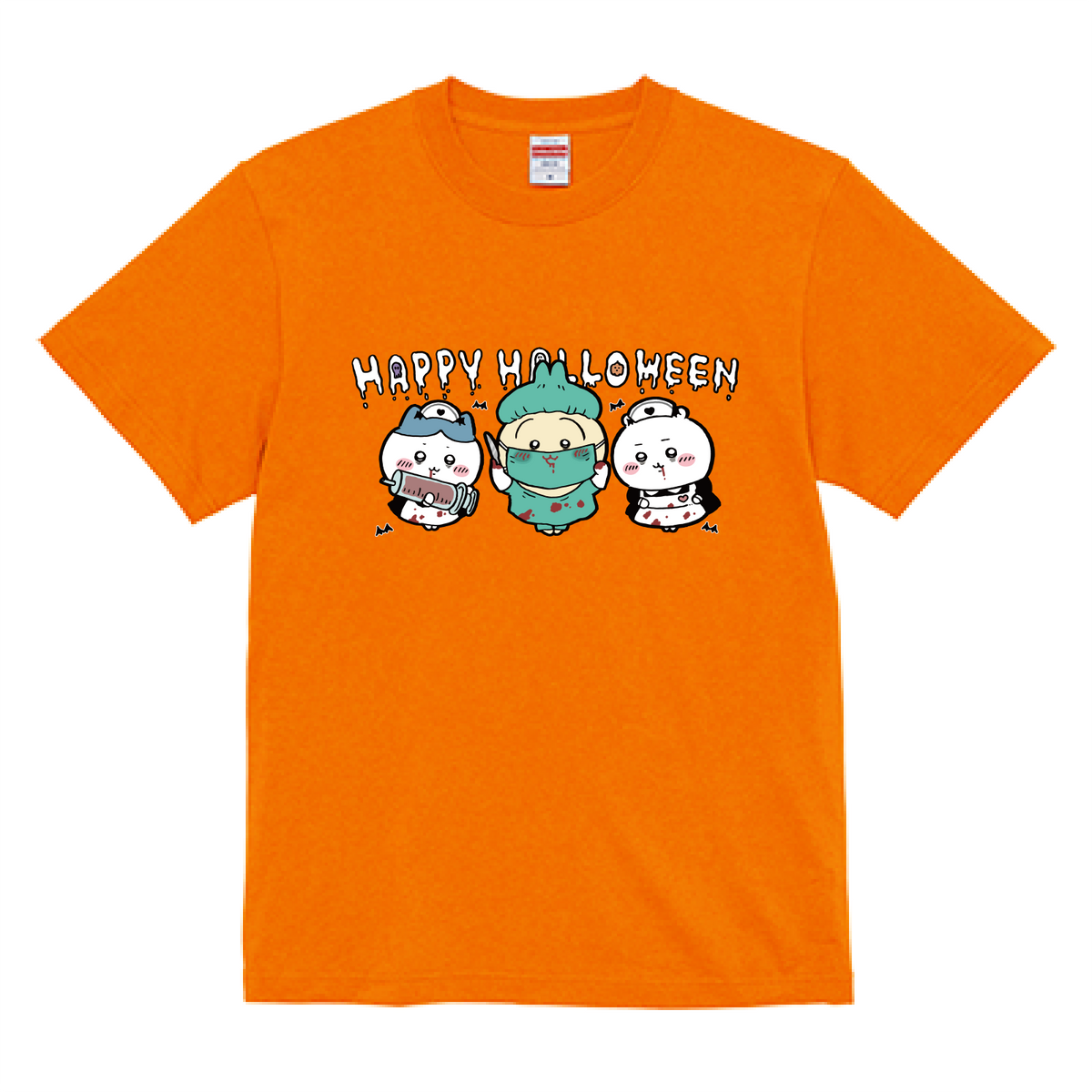 Chiikawa Happy Halloween 2026 Chiikawa, Hachiware & Usagi T-Shirt in Orange, official product view 8