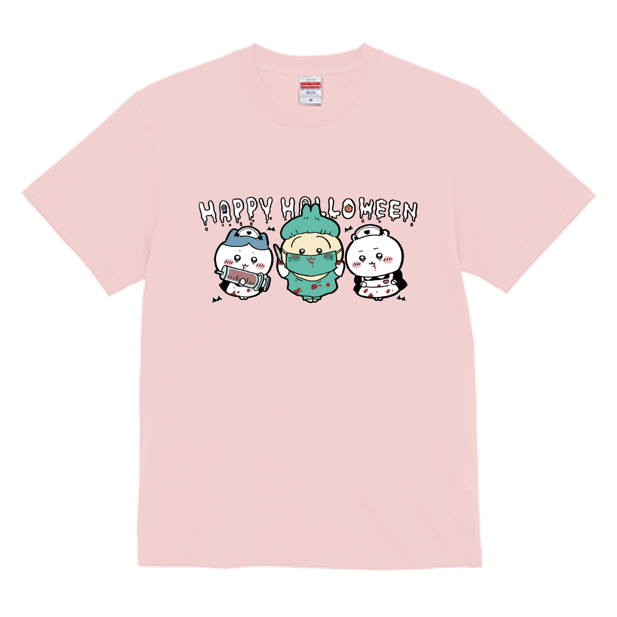 Chiikawa Happy Halloween 2026 Chiikawa, Hachiware & Usagi T-Shirt in Baby Pink, official product view 9
