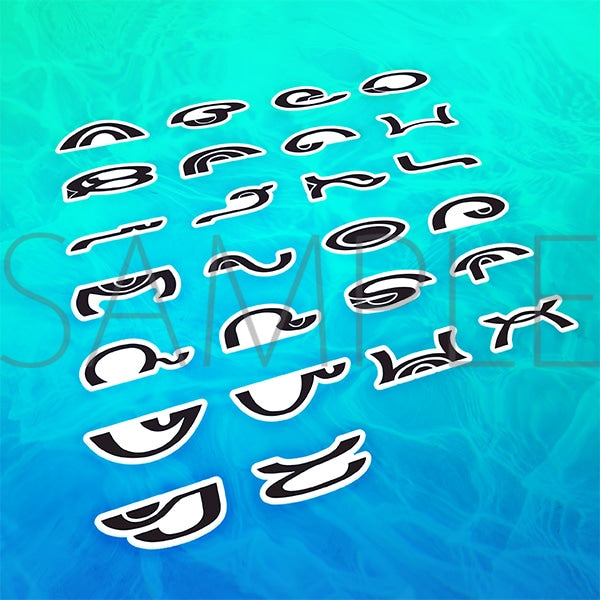 Flake stickers / Spiraean script