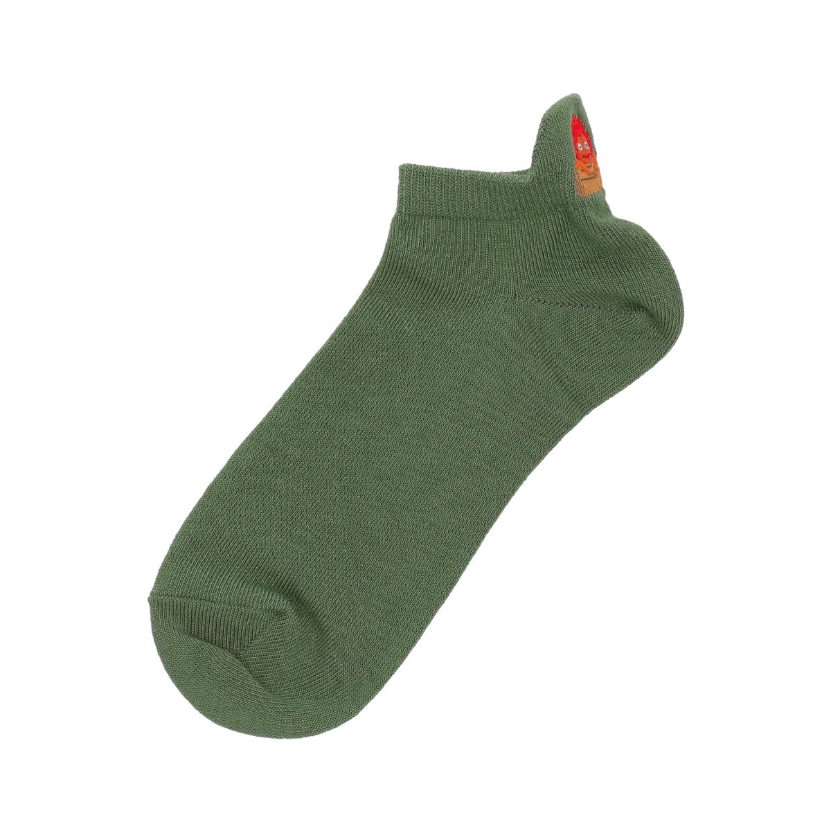 Studio Ghibli Heel-Embroidered Sneaker Socks 23-25 cm (5 Types) - Calcifer - Green - official view 17