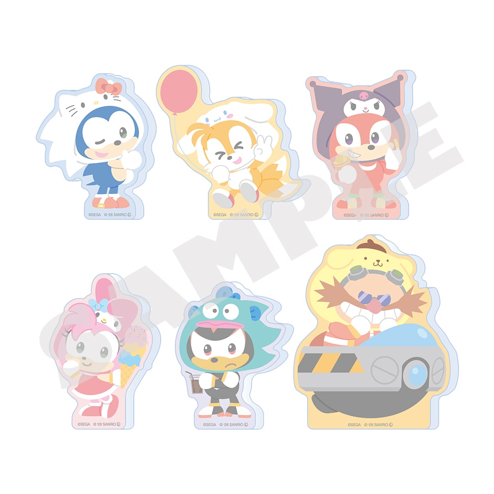 Sonic and Friends x Sanrio Characters acrylic figure collection, all six designs