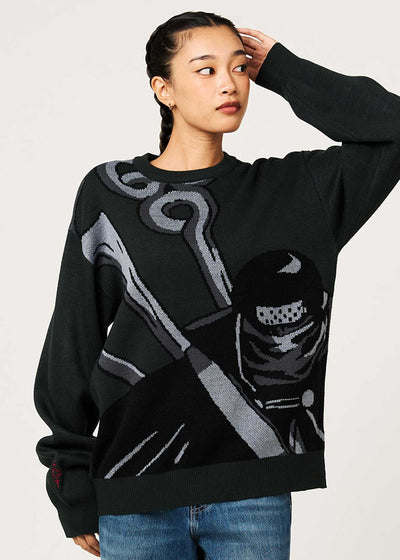 Fairy Tail 20th Anniversary Collaboration Mystogan Jacquard Knit Sweater - worn view 4