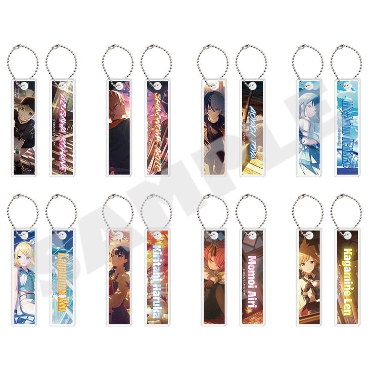 Project Sekai acrylic stick keychains Vol. 8 A - front and back of all eight designs