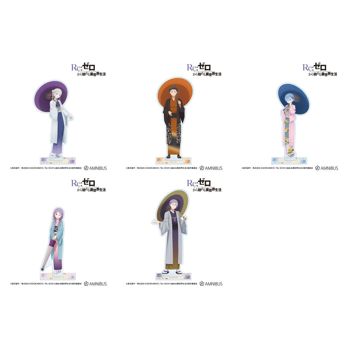 [Special Bundle] Re:Zero Starting Life in Another World Newly Illustrated Japanese Umbrella Wasou Ver. - BIG Acrylic Stand (5 Types) - all offered designs
