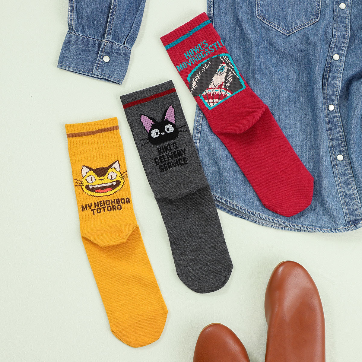 Studio Ghibli Striped Ribbed Crew Socks 23-25 cm (3 Types) - Catbus - official view 5